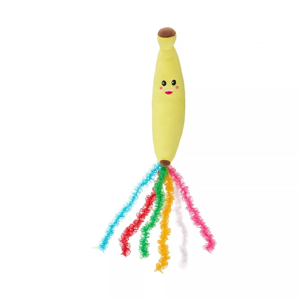 NWT Whisker City® Banana Kicker Cat Toy with Colorful Ribbons